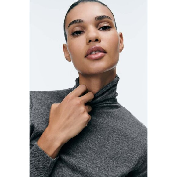 ZARA Funnel Neck Sweater Gray New with Tags! Size S - Picture 2 of 5